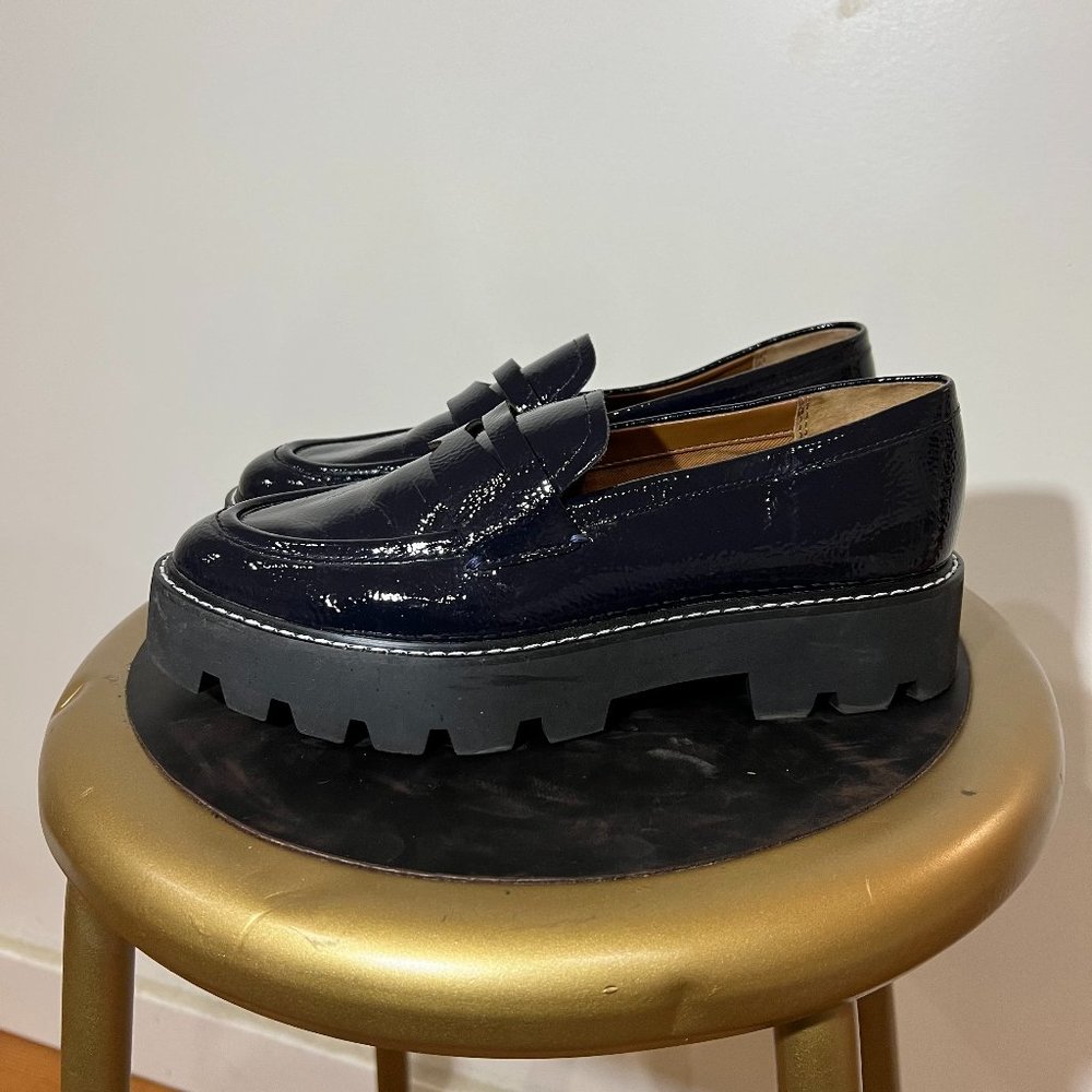 Franco Sarto Women's Balin Loafer Size 7 - Midnight Patent Leather